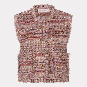 NEW ESQUALO women's gillian gilet tweed jacket vest in wine red
